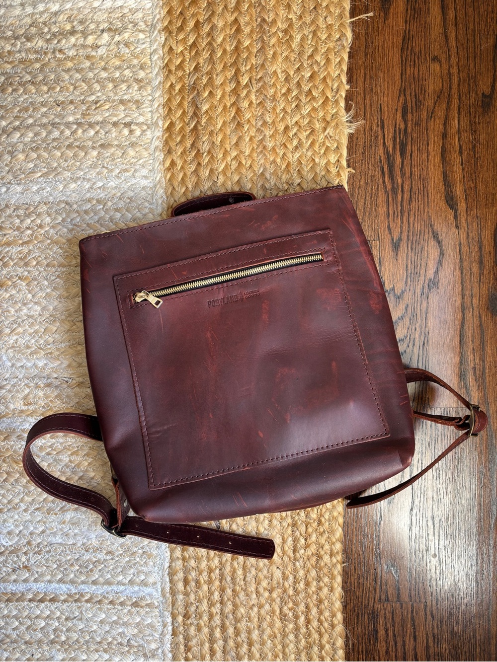 Portland Leather Goods Tote Backpack in Cognac Brown